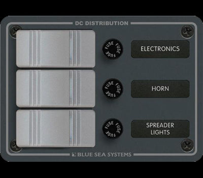 Sw Pnl, Contura w- Fuses, 3 Sw, Gray
