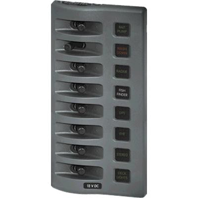 Sw Pnl, Toggle w- Fuses, 8 Sw, Gray