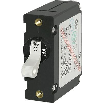 Breaker, A, 1 Pole Wht-Toggle AC-DC 15A