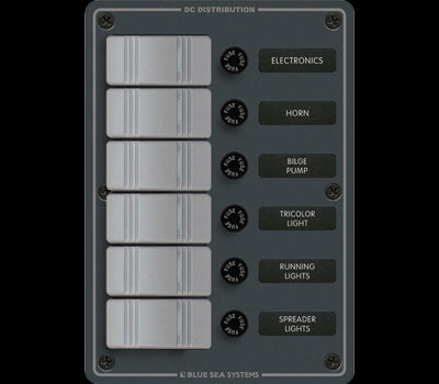 Sw Pnl, Contura w- Fuses, 6 Sw, Gray