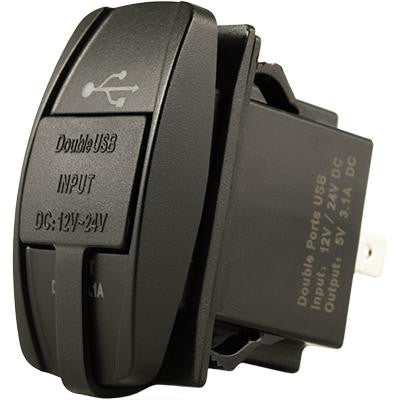 Dual USB Charger, Rocker Switch Mount